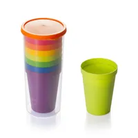 8pc Copos de plástico reutilizáveis ​​canecas Rainbow Colors Outdoor Picnic Travel Drink