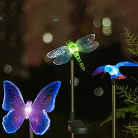 RGB LED Solar Garden Light Water I uno para decoración de jardín Butterfly Bird Dragonfly Modern Path La césped Decoración de la lámpara solar232z