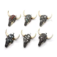 Hanger kettingen natuursteenhars dieren stieren kopvorm sieraden voor doe -het -zelf maken ketting armband accessoires maat 47x47 mmpendant