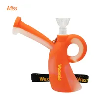 Waxmaid Retail 5 Zoll Huka Miss Silikon Wasserleitung Mini Bong mit einem Lanyard Stock in US 100pcs / Karton 6 Gemischte Farben
