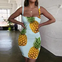 Sukienki swobodne ananasowe owoce 3D druk świąteczny bodycon sukienka damska odzież Klub Krótki plaż