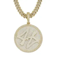 Pendant Necklaces Iced Out Spinner Round 44 Medallion With Hip Hop Crystal Miami Cuban Chain Necklace For Men Gift Drop
