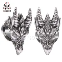 KUBOOZ Stainless Steel Fire Dragon Ear Plugs Tunnels Body Jewelry Piercing Earring Gauges Stretchers Expanders 6-12mm 24PCS
