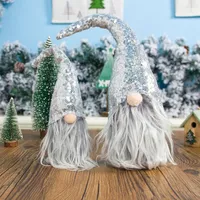 2pcs set Merry Christmas Sequin Swedish Santa Gnome Plush Doll Ornament Handmade Elf Toy Holiday Home Party Decor M76D315J