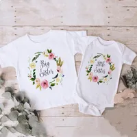 Family Matching Outfits Big Sister Little Clothes Short Sleeve Kids T Shirt Baby Bodysuit Jumpsuit Sisters Funny Tops T-shirtFamily