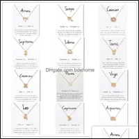 Pendant Necklaces Pendants Jewelry New 12 Constellation With White Gift Card Zodiac Sign Gold Chains For Men Women Fashion Bk Drop Deliver