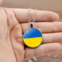 DHL Ukraina sjunker trident symboler halsband handgjorda tryzub ukraina runda glas hänge mode smycken patriot presentparty favör cpa4339 b0404