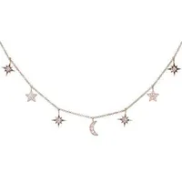 925 Sterling Silver Jewelry Love Moon Star Halsketten Anhänger Kette Choke2805