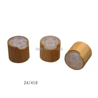 50pcs100pcs 24/410 couvercle de bambou naturel pour bouteille de toner cosmétique, couvercle en bamboo-plastique, bouchons supérieurs à disque en bambou