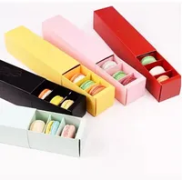 4 색 마카롱 박스 컵 케이크 박스 홈 메이저 마카롱 초콜릿 카톤 비스킷 머핀 케이스 소매 용지 포장 20.3*5.3*5.3cm C0427