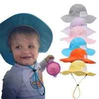 12 colores Sombrero de cubo para niños Reducir anchos anchos Sun Fisherman Neta Capítulo Capa de niños Protección de verano Niños casuales