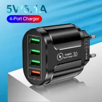 Universal 4 Usb Ports LED 3.1A Eu US UK AC Home Travel Wall Charger Power Adapters for IPhone 7 8 11 12 13 Mini Pro Samsung Lg