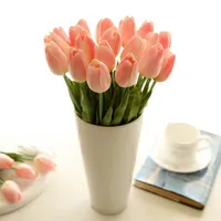 Tulip Pu Yapay Çiçek Gerçek Touch Buket Düğün Dekorasyonu için Sahte Çiçekler Bahar Partisi Diy Ev Bahçe Malzemeleri