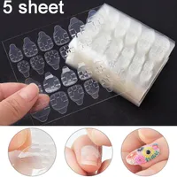 Tabs adhésifs à 5 feuilles / emballages transparentes à l'adhésive Crystal Ruban pour appuyer sur les ongles Faux autocollants à ongles faux