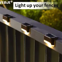 124816pcs LED Solar Lamp Path Stair Outdoor Waterproof Wall Light Garden Landscape Step Deck By Fence Lights 220706