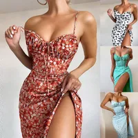 Jupes sexy robes d'élingue femme florale soleil 2022 mode d'été décontracté robe swing sans balançoire dames vestidos vestidos fête vestimentaire