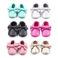 First Walkers Nappel Baby Shoes in pelle Born Girls Princess Big Bow Moccasins 0-18 mesi295T
