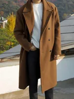 Men&#039;s Wool & Blends 2022 Fall Winter British Style Woolen Coat Men Korean Version Loose Windbreaker Long Double-breasted Overcoat Trend Viol