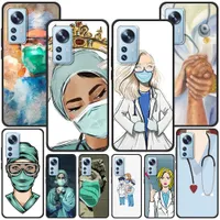 Cartoon Medicine Doctor Nurse Case per Xiaomi MI 11 Ultra 11T 12 10T 9T Pro 12x Nota 10 9 8 Lite A3 CC9e Black Soft Phone Cover