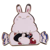 Paillettes crémeuses bonbons blanc lapin en émail épingle à lapin broch badge vêtements chapeau sac à dos banc de bijoux accessoires