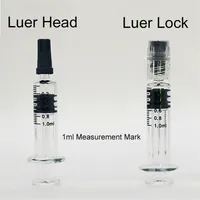 1ml Pyrex Glass Syringes Luer Head Luer Lock Injector Clear Tanks Cartridges with measurement mark tip empty vaporizer Oil Vape Pe265G