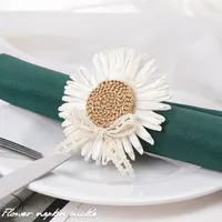 Creative Napkin Rings Handmade linen Flower Serviette Buckle Circle Holder Wedding Hotel Table Dinner D28633
