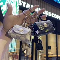 6Style Presbyopia Coin Purse Bag Keychain Pendant Charm Jewelry Flower Key Ring Holder Women Men Fashion PU Leather Tassels Car Key Chain Accessories