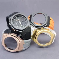 watch bands ga2100 3rd modification kit metal bezel with screws custom fluoro rubber strap for ga-2100/2110 replacement accessorie1841
