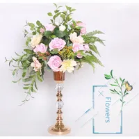 Decorative Flowers & Wreaths Artificial Rose Road Lead 1 2 Round Ball Leaves Wedding Table Centerpiece Home Decoration 6 ColorDecorative