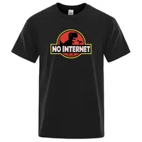 Cartoon Dinosaur tee shirt Printed No internet T men dino t funny Harajuku Tops Jurassic offline park Men s t 220712