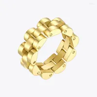 حلقات الكتلة Enfashion Hip-Hop Watchband for Women Gold Color Ring Hights Stainless Steel Gifts 2022 Fashion Jewelry Anillos Mujer R204076 Kenn22