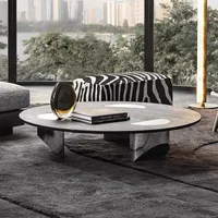 거실 가구 커피 테이블 라운드 현대 유리 금속 맞춤 제조업체 10 년