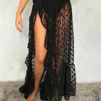 Летняя женщина сетка прозрачная в горошек Долковые юбки Сексуальные пляжные солнцезащитные крема для бикини юбки 220618