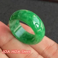 Natural Green Jade Stone Ringe Jadeit Amulett Mode Charme Handhaarige handgeschnitzte Handwerk Geschenk Frauen Männer, die feinen Schmuck handeln
