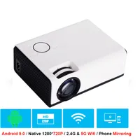 T01 HD Mini Projector الأصلي 1280x720p LED Android 9.0 5G WiFi Video Beamer Home Cinema Smart 3D Movie Game.