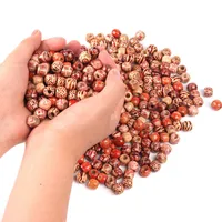 500 pcs 12 mm perles en bois assorties rond peints Perles en bois de baril pour les bijoux Bracelet Bracelet Charmes Loose Perle 2807 T2