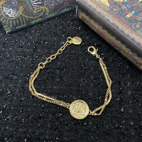 Fashion circle pendant necklace brand D letter temperament female earrings bracelet 18K gold plated jewelry set