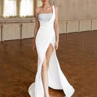 Vestidos casuais 2022sexy lantejoulas sereia noite branco um ombro para mulheres festa vestidos de fiesta roubos soiree mariage mariage