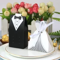 50100pcs Bride and Groom Casamento Favor Gifts Bag Candy Box DIY com Ribbon Decoration Souvenirs Party Supplies 220811