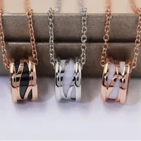 Fashion designer jewelry roman numeral ceramic pendant necklaces rose gold stainless steel mens womens necklace love with gift bag345A