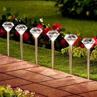 4 8Pcs Diamond Shaped Solar LED Lawn Light Color Changing Outdoor Yard Garden Ground Lights Lamp White Warm RGB Lamps2854