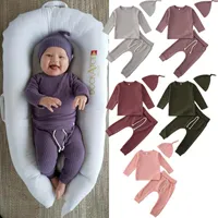Clothing Sets Born Baby Girl Boy Winter Warm Clothes Striped Tops T-Shirt Pants OutfitsClothing