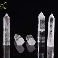 Naturale Clear Clear White Crystal Tower Arts Mineral Chakra Healing Wandsreiki Energia Pietra Energia Punto a sei facciate Bacchetta ruvida lucidata lucidata
