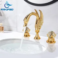 Robinets d'évier de salle de bain poignée cristalline robinet de bassin de cygne