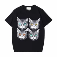 남성 T 셔츠 여름 패션 힙합 티셔츠 여자 새끼 고양이 인쇄 필수 요소 스트리트웨어 캐주얼 면화 커플 티셔츠 풀버 2570
