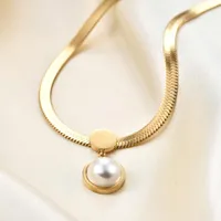 Naszyjniki wisiorek ze stali nierdzewnej płaskie linki do jodełka Choker minimalistyczny naszyjnik w łańcuchu węża dla kobiet eleganckie metalowe koło wakacyjne
