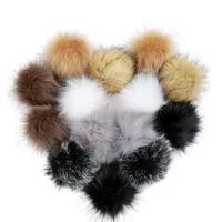 Faux Fur Pom Poms Balls DIY with Elastic Loop,pom pom with key  chain,Colorful Fur Key Rings Fluffy 5cm Rabbit Faux Fur Pompoms for Hats  Scarves Bags Accessories
