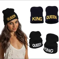 Winter Warm Embroidery Letters Queen KING Stretchy Knitted Beanies Hats Unisex Lover Wool Hip Hop Skullies Caps241k