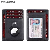 Purdored 1 Pc New Men Rfid Airtag Card Holder Slim Minimalist Credit Wallet For Protective Case Antilost J220809