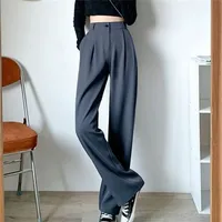 ever Spring Summer Women&#039;s Wide Leg Pants Loose High Waist Casual Trousers Woman Korean Style Solid Office Straight 220419